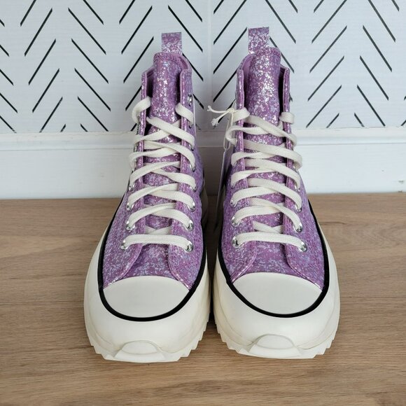 ⭐Converse Run Star Hike Hi Platform 7.5 Men Shoes Sneaker Purple Glitter A10096C - Picture 3 of 9